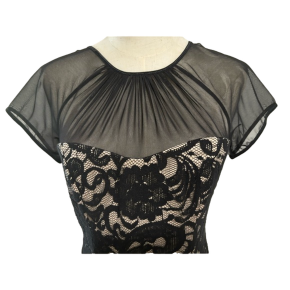 BLACK LACE DRESS MAGGY LONDON LINED BODYCON KNEE LENGTH COCKTAIL EUC 8 - Picture 5 of 10